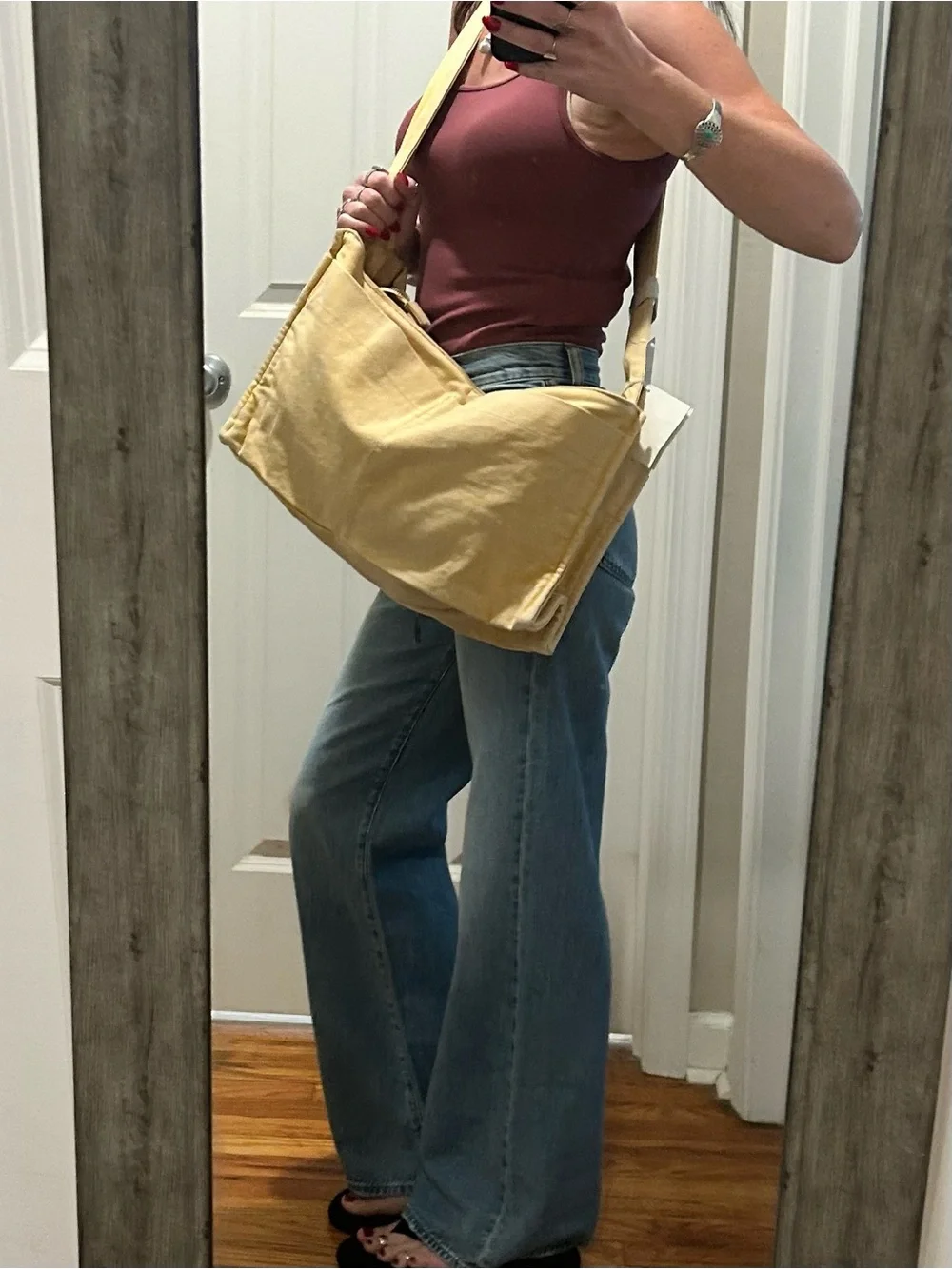 NWT Free People Camp Crush Canvas Sling Bag in Neutral